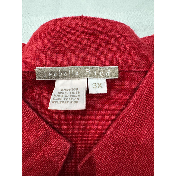 Isabella Bird 100% Linen Garnet Red Blazer Jacket Sz 3X Button Up Womens Plus - Picture 3 of 7